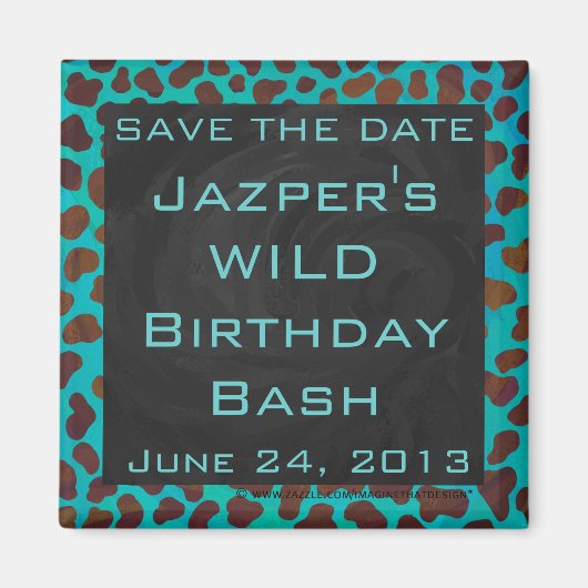 Dalmatian Brown en Blauwgroen met Monogram Magneet (Voorkant)