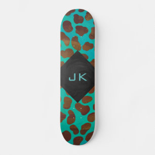 Dalmatian Brown en Blauwgroen met Monogram Skateboard