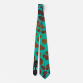 Dalmatian Brown en Blauwgroen met Monogram Stropdas (Achterkant)