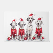 Dalmatian Christmas Dress Santa Hat Deurmat (Voorkant)