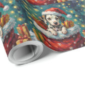 Dalmatian Christmas Santa Bag Adventure Cadeaupapier (Rol Hoek)