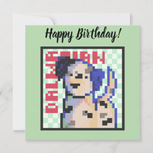 Dalmatian, dalmatiër, Pixel Art, pixelart Feestdagenkaart