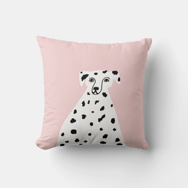 Dalmatian Dog Abstracte illustratie Roze Kussen (Voorkant)