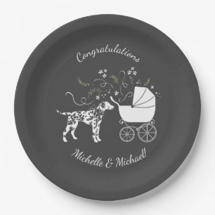 Dalmatian Dog Baby shower Puppy Grey Papieren Bordje