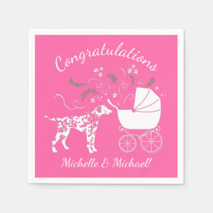 Dalmatian Dog Baby shower Puppy Pink Girl Servet