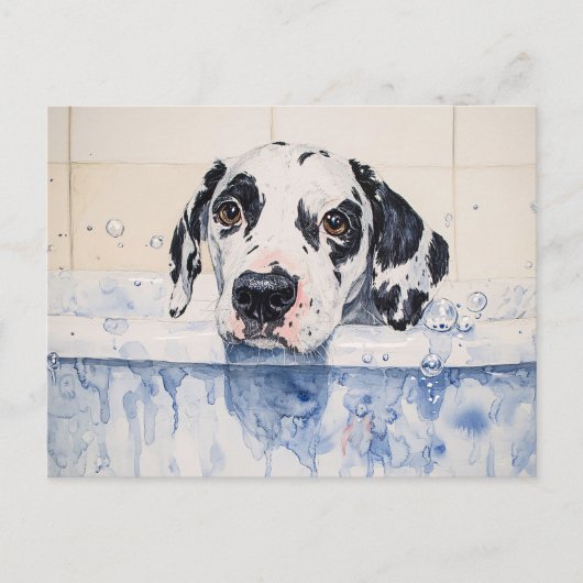 Dalmatian Dog Bath Time Painting Briefkaart (Voorkant)