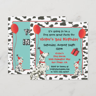 Dalmatian Dog en Puppy Birthday Party Kaart