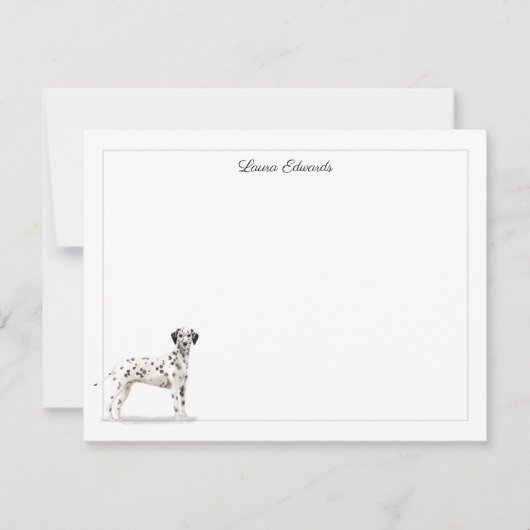 Dalmatian Dog Gray Border Personalized Notitiekaartje (Voorkant)