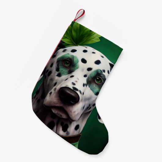 Dalmatian Dog in St. Patrick's Day Dress Kleine Kerstsok (Voorkant (Hangend))