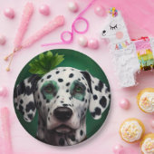 Dalmatian Dog in St. Patrick's Day Dress Papieren Bordje (Feest)