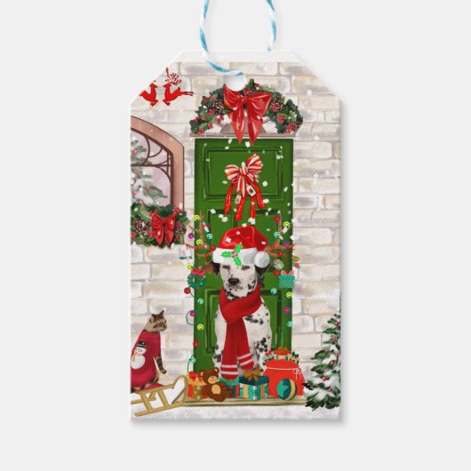 Dalmatian Dog Kerstmis Cadeaulabel (Voorkant)