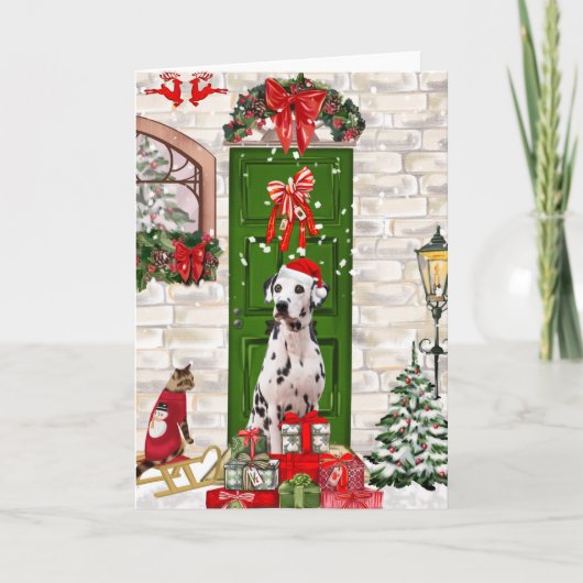 Dalmatian Dog Kerstmis Kaart (Voorkant)
