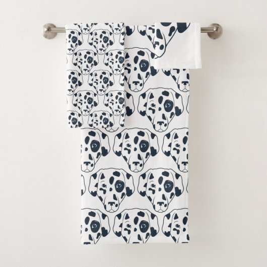 Dalmatian Dog Outline Design Bath Towel Set Bad Handdoek (Insitu)