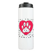 Dalmatian Dog Paw-afdrukken in rood hart Thermosbeker (Voorkant)