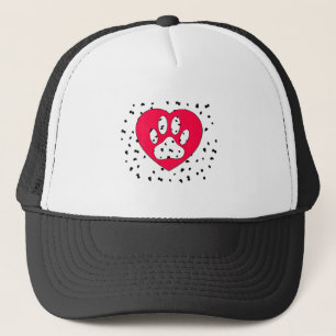 Dalmatian Dog Paw-afdrukken in rood hart Trucker Pet