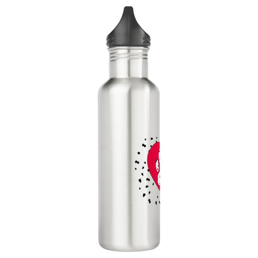 Dalmatian Dog Paw-afdrukken in rood hart Waterfles (Links)