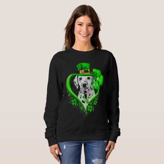 Dalmatian Dog St Patricks Day Lover Irish Shamrock Trui (Voorkant volledig)