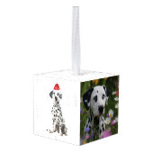 Dalmatian Dog Two Photo Christmas Holiday Kubus Ornament (Achter hoekig)
