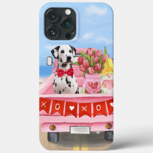 Dalmatian Dog Valentijnsdag Truck Hearts iPhone 13 Pro Max Hoesje