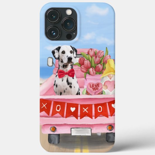 Dalmatian Dog Valentijnsdag Truck Hearts Case-Mate iPhone Case (Achterkant)