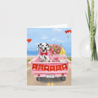 Dalmatian Dog Valentijnsdag Truck Hearts Kaart