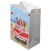 Dalmatian Dog Valentijnsdag Truck Hearts Medium Cadeauzakje (Achterkant Gekanteld)