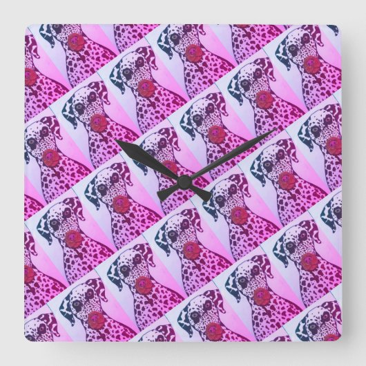 Dalmatian dog Wall Clock Vierkante Klok (Voorkant)