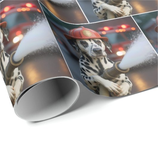 Dalmatian Dog With a Fire Hose Cadeaupapier (Rol Hoek)