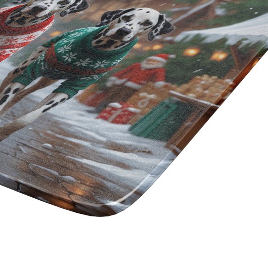 Dalmatian Dogs Christmas Snow Holiday Snijplank (Hoek)