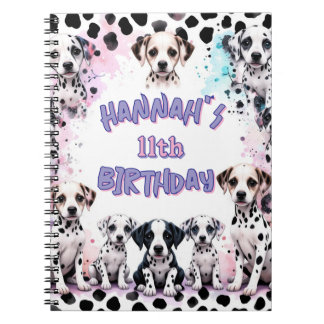 Dalmatian Dogs Purple Watercolor Birthday Party Notitieboek