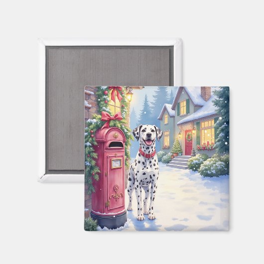Dalmatian Festive Mailbox Christmas Art Magneet (Voorkant / Achterkant)