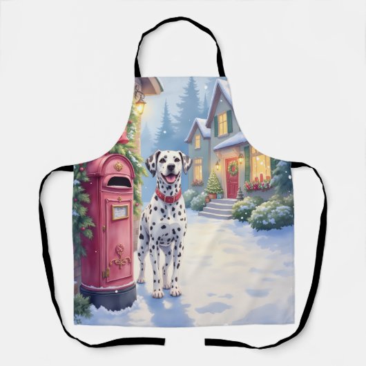 Dalmatian Festive Mailbox Christmas Art Schort (Voorkant)