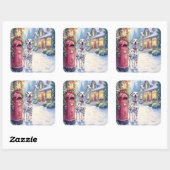 Dalmatian Festive Mailbox Christmas Art Vierkante Sticker (Vel)
