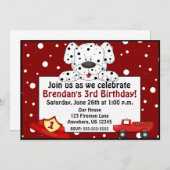 Dalmatian Fireman Birthday Uitnodiging (Voorkant / Achterkant)