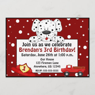Dalmatian Fireman Birthday Uitnodiging