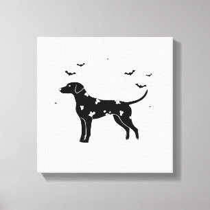 Dalmatian hond Halloween Maan Silhouet Klassiek Canvas Afdruk