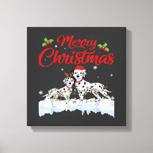 Dalmatian hond kerstlichtjes kerstmuts Kerstmis ho Canvas Afdruk