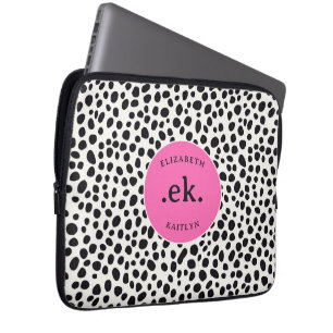 Dalmatian Honden Abstract Patroon Heet Roze Monogr Laptop Sleeve