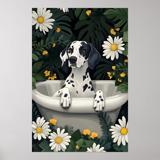 Dalmatian In Bathtub Poster, Funny Dog Poster (Devant)