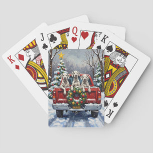Dalmatian Kerstmis Rode Truck Winter Pokerkaarten