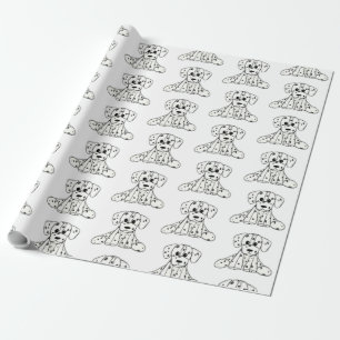 Dalmatian knuffelhond tekenomtrek eenvoudig zwart cadeaupapier