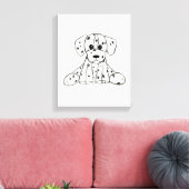 Dalmatian knuffelhond tekenomtrek eenvoudig zwart canvas afdruk (Insitu (Woonkamer))