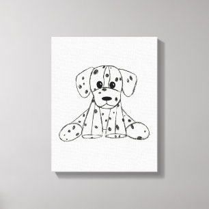 Dalmatian knuffelhond tekenomtrek eenvoudig zwart canvas afdruk