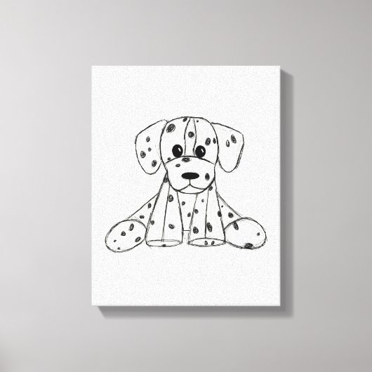 Dalmatian knuffelhond tekenomtrek eenvoudig zwart canvas afdruk (Voorkant)