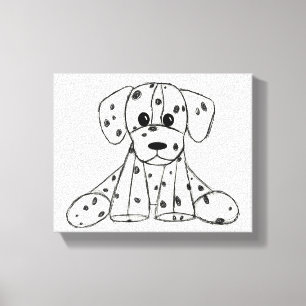Dalmatian knuffelhond tekenomtrek eenvoudig zwart canvas afdruk
