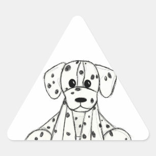 Dalmatian knuffelhond tekenomtrek eenvoudig zwart driehoek sticker