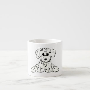 Dalmatian knuffelhond tekenomtrek eenvoudig zwart espresso kop