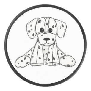 Dalmatian knuffelhond tekenomtrek eenvoudig zwart hockey puck