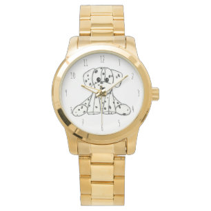 Dalmatian knuffelhond tekenomtrek eenvoudig zwart horloge