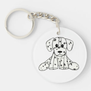 Dalmatian knuffelhond tekenomtrek eenvoudig zwart sleutelhanger